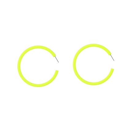 90s Retro Neon Star Triangle Circle Hoop earrings Vintage for Party Disco Colorful Big Hoop Earrings Colorful Earrings Dangle Earrings for Women-Yellow Circle
