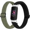 Lijinlan Elastic Woven Nylon Band Compatible with Fitbit Luxe/Luxe SE, Stretchable Adjustable Breathable Cotton Braided Wristband Replacement Strap for Fitbit Luxe for Women (Olive Black) view 1