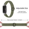 Lijinlan Elastic Woven Nylon Band Compatible with Fitbit Luxe/Luxe SE, Stretchable Adjustable Breathable Cotton Braided Wristband Replacement Strap for Fitbit Luxe for Women (Olive Black) view 4