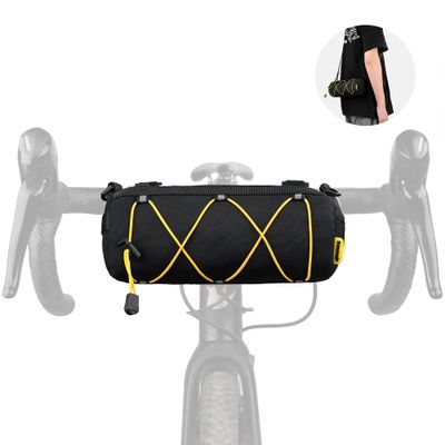 Rhinowalk Bike Handlebar Bag Bicycle Front Bag Shoulder Bag Storage Bag with Shoulder Strap for Road Mountain Bike Cycling Travel (Black+Yellow)