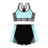 Yeeye Nikiikoo Kids Girls 2 Piece Athletic Outfits Strappy Sports Bra and with Shorts for Gymnastics Dance Tumbling Little-Blue 6 view 3