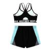 Yeeye Nikiikoo Kids Girls 2 Piece Athletic Outfits Strappy Sports Bra and with Shorts for Gymnastics Dance Tumbling Little-Blue 6 view 4