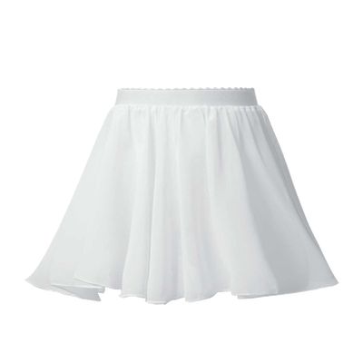 Oyolan Kids Girls Latin Dance Skirt Ballroom Samba Chacha Dancing Dress Inside with Shorts Solid Color Mini Skirt White 3-4 Years