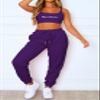 Waitfairy Sweatpants Women - Joggers for Women High Waist Baggy Sweat Pants for Womens Joggers with Pockets Purple XL view 3