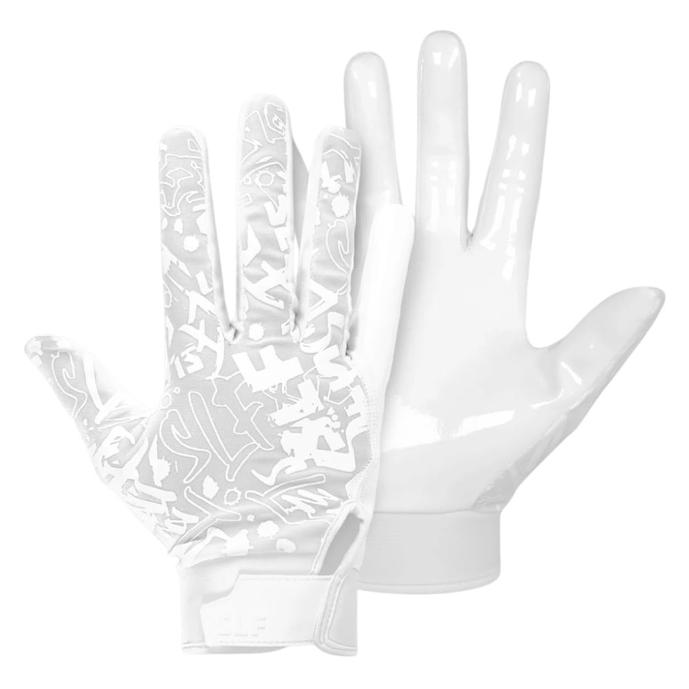 SLEEFS Youth Football Gloves for Boys and Girls, White Sticky Receiver Flag Football Gloves for Youth, Adult Men or Women, Stretch Fit, No Slip, Perfect Grip, Machine Washable, Small
