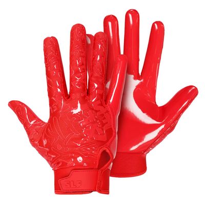 SLEEFS Youth Football Gloves for Boys and Girls, Red Sticky Receiver Flag Football Gloves for Youth, Adult Men or Women, Stretch Fit, No Slip, Perfect Grip, Machine Washable, Small