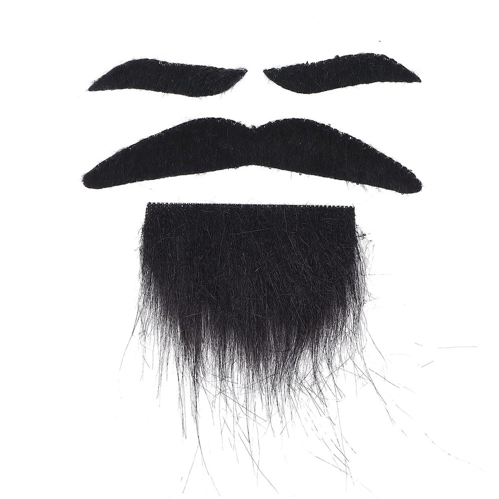 Mustache Self Adhesive, Fake Eyebrow Set, Fake Beard Glue On Adhesive Beards Fake Beards Halloween Party Beard, for Party Performance(Green paper card)