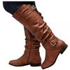 Bcshiye Women's Mid Calf Riding Boots,Side Zipper Buckle Knee High Winter Boots Wide Calf Low Heel Ladies Booties Shoes