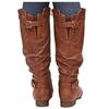 Bcshiye Women's Mid Calf Riding Boots,Side Zipper Buckle Knee High Winter Boots Wide Calf Low Heel Ladies Booties Shoes view 2