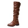 Bcshiye Women's Mid Calf Riding Boots,Side Zipper Buckle Knee High Winter Boots Wide Calf Low Heel Ladies Booties Shoes view 3