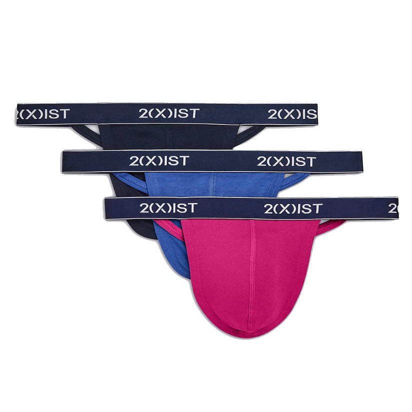 2(X)IST Cotton 3-Pack Thong Dazzling Blue/Varsity Navy/Festival Fuchsia MD