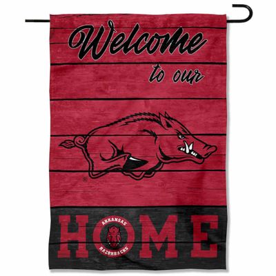 Arkansas Razorbacks Welcome To Our Home Double Sided Garden Yard Flag