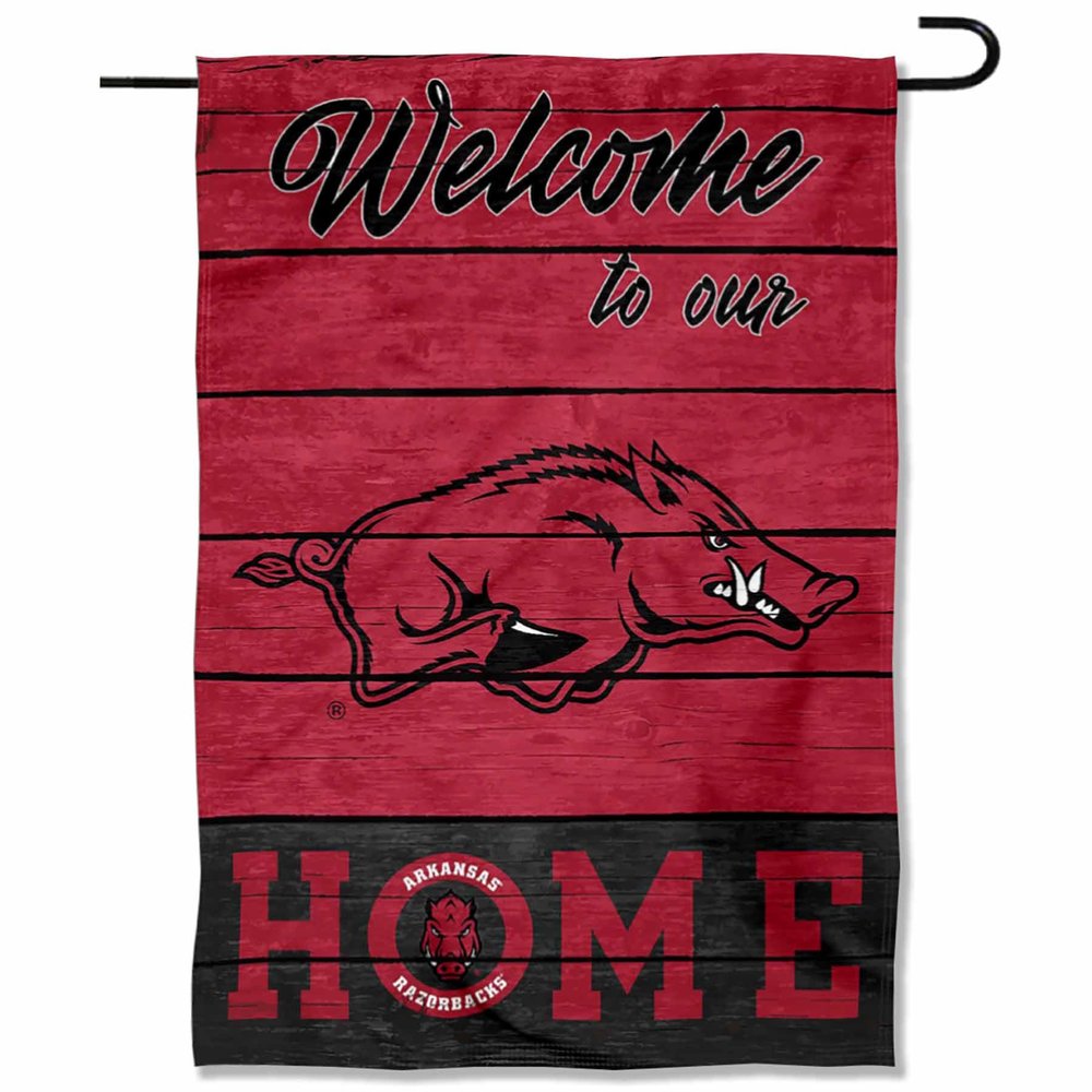 Arkansas Razorbacks Welcome To Our Home Double Sided Garden Yard Flag