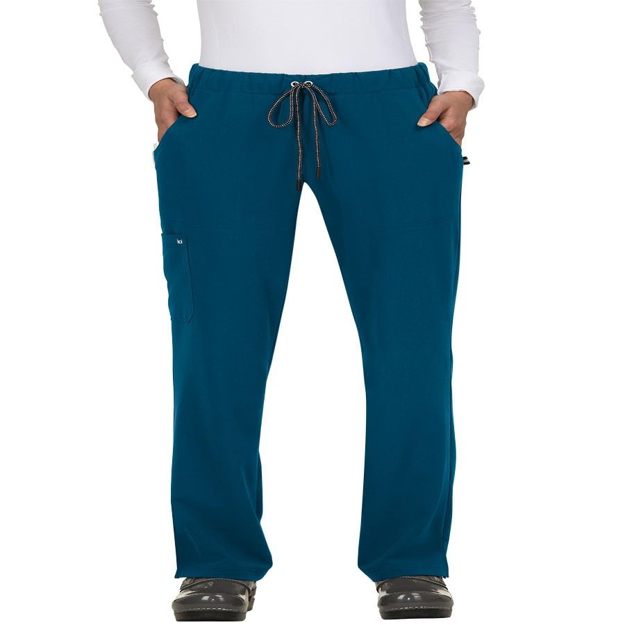 KOI Next Gen Everyday Hero Women's 5-Pocket Cargo Scrub Pants Caribbean Blue XX-Small Petite