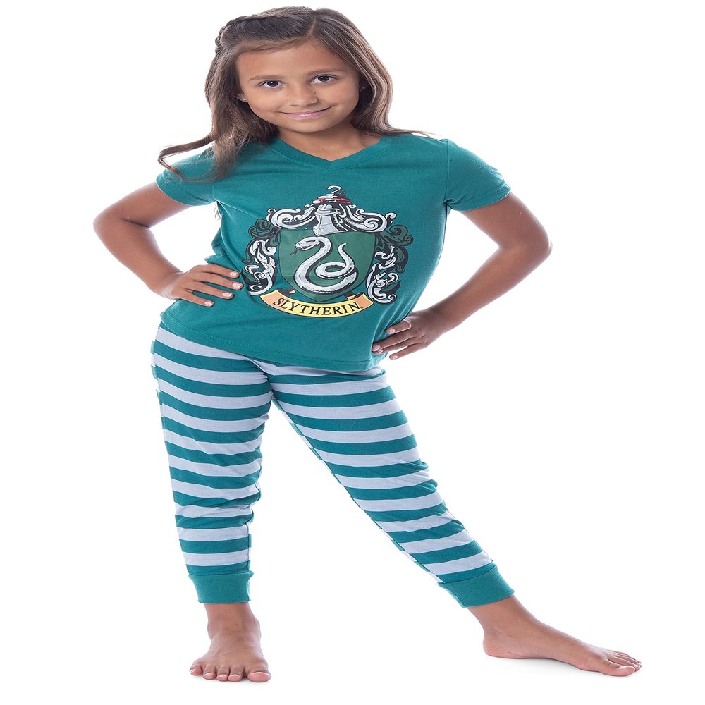Harry Potter Big Girls' Slytherin House Crest Pajama Set-All Houses (7/8)
