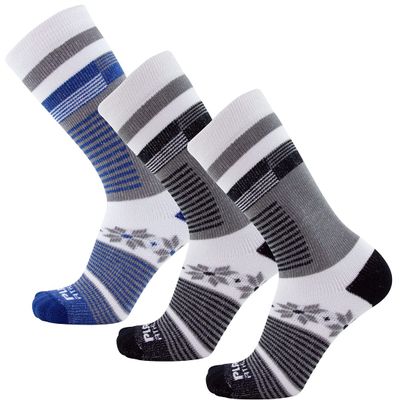 Pure Athlete Ski Socks Kids Youth Wool  Snowboarding Boys, Girls  Skiing Warm Winter (3 Pairs - Black(2)-Blue(1), S/M)