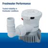 Attwood 5612-7 Tsunami Mk2 T1200, 12V, Manual Bilge Pump, 1200 GPH, with Fittings (Elbow & Straight), Direct Replacement for Attwood 4612-7 view 2