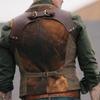 BINGLI Suit Vest for Men, Men's Autumn And Winter Casual Sleeveless Retro Single-breasted Leather Velvet Suit Vest (01-Brown, XXL) view 3