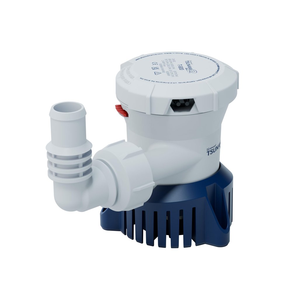 Attwood 5609-7 Tsunami Mk2 T800, 24V, Manual Bilge Pump, 800 GPH, With Fittings (Elbow & Straight), Direct Replacement For Attwood 4609-1