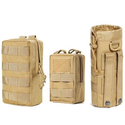 ANJINU Molle Water Bottle Holder, Water Molle Attachments, Molle Water Bottle Pouch, Tactical Backpack Attachment Pouches (Tan02)