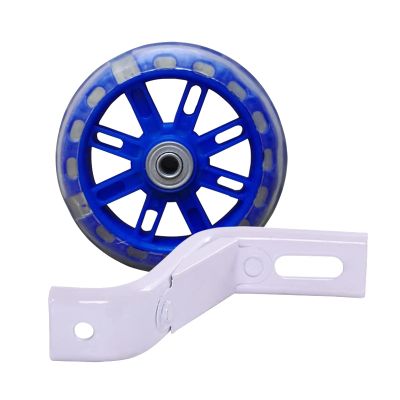 FUFU Bicycle Training Wheel Flashing Silent Heavy-Duty Rear Wheel with Stabilizer 1 Pair (Color : Blue, Size : 12in)