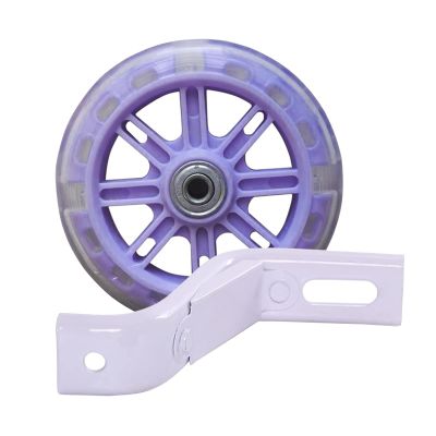 FUFU Bicycle Training Wheel Flashing Silent Heavy-Duty Rear Wheel with Stabilizer 1 Pair (Color : Purple, Size : 12in)