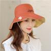 Magik Daisy Double-Sided UV Protection Wide Brim Bucket Hat Sun Beach Fisherman Cap (Red+Beige, Large) view 3
