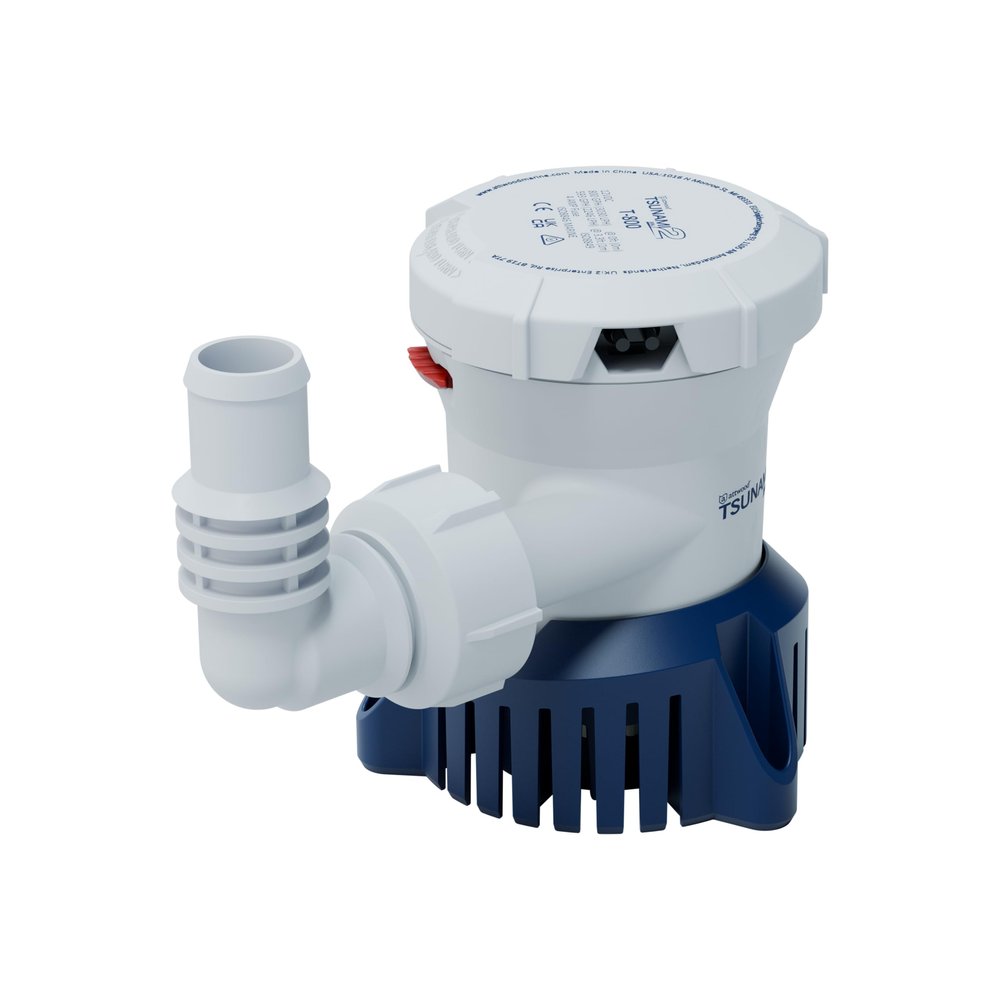 Attwood Tsunami Mk2 T800, 12V, Manual Bilge Pump, 800 GPH, with Fittings (Elbow & Straight), Direct Replacement for Attwood 4608-7