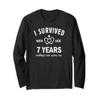 7th Wedding Anniversary for Him Funny Survived 7 Years Wife Long Sleeve T-Shirt, Adult Unisex, Black, Large view 1
