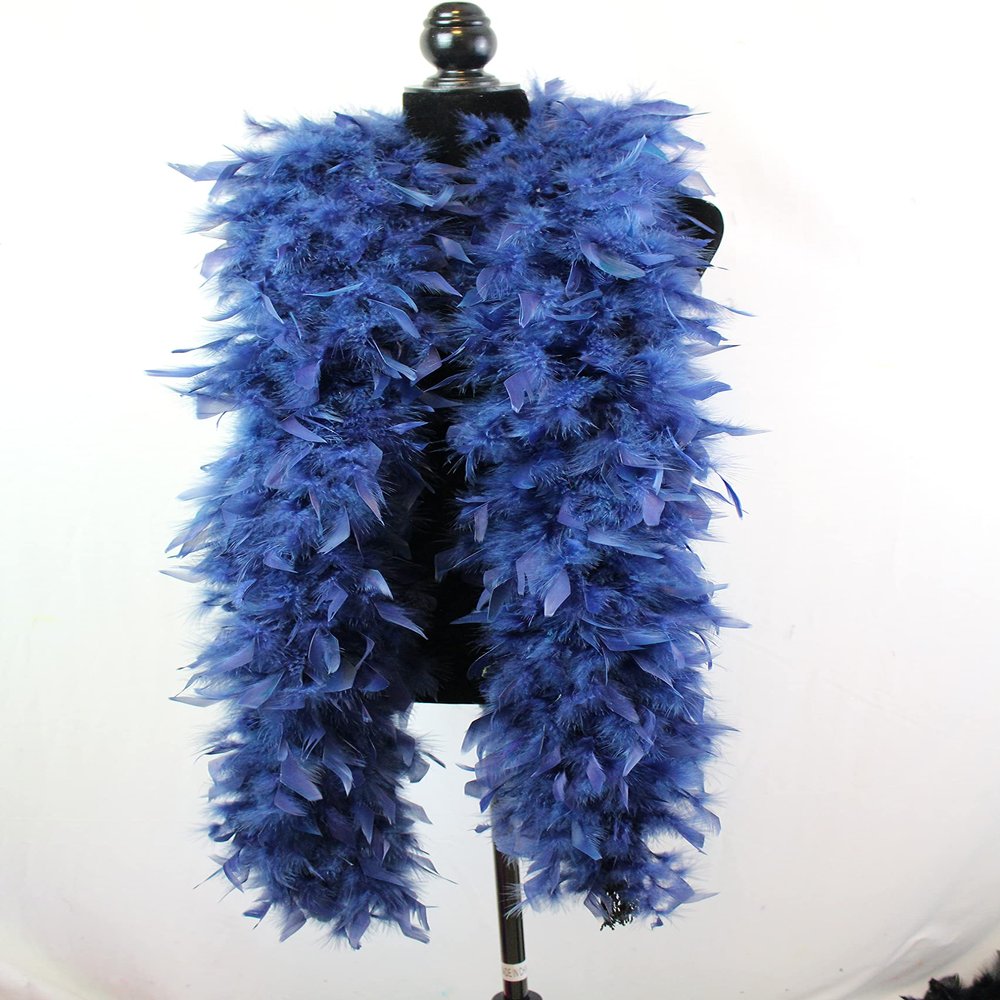 Fukang Feather Turkey Chandelle Feather Boa 72" 80 gram (Navy, 80g)