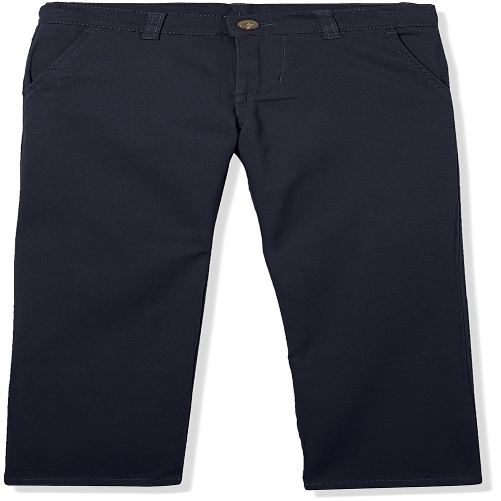 Izod Boys School Uniform Flat Front Twill Pants, Navy, 10 Husky