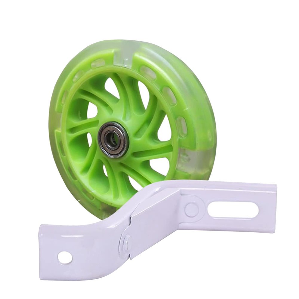 FUFU Bicycle Training Wheel Flashing Silent Heavy-Duty Rear Wheel with Stabilizer 1 Pair (Color : Green, Size : 20in)