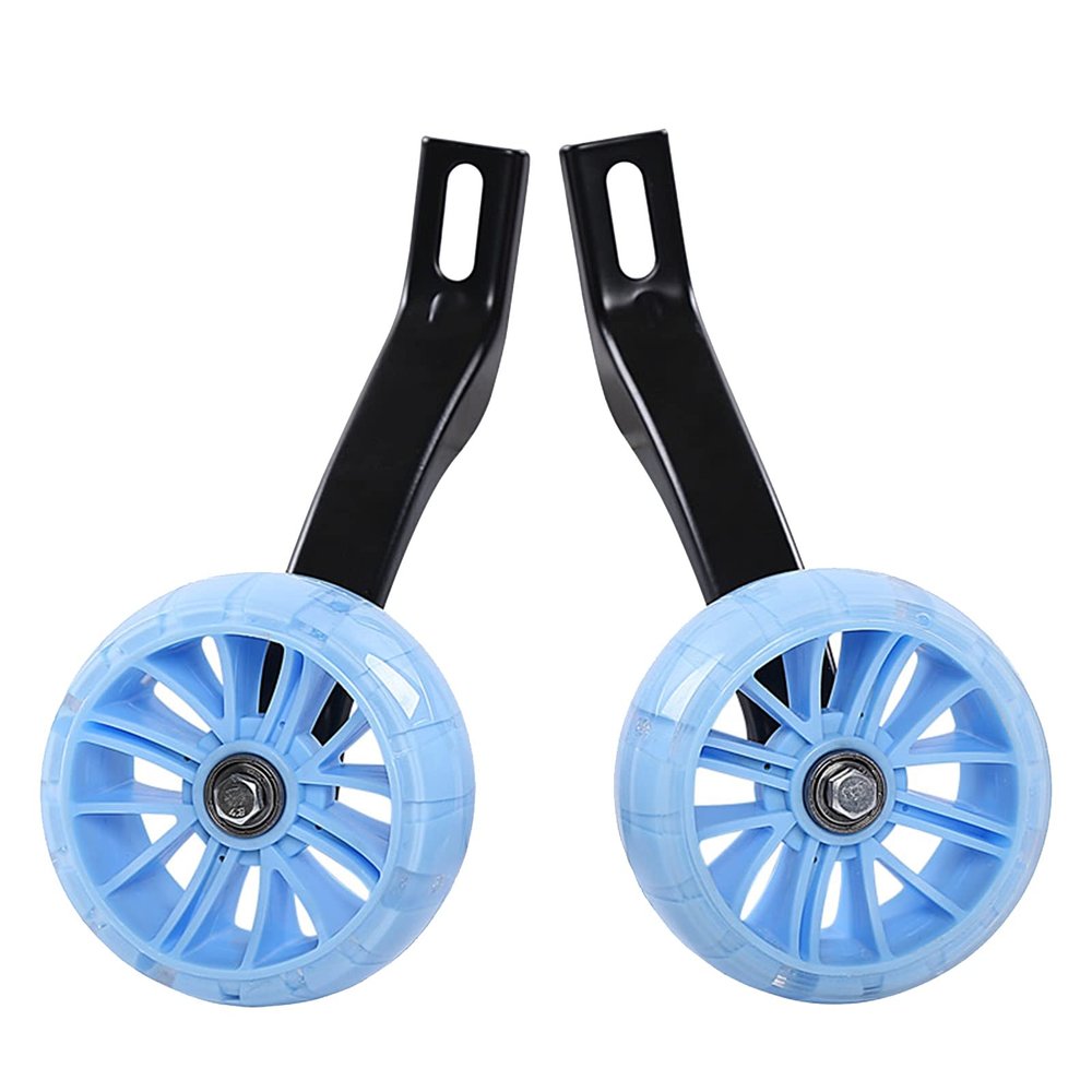 FUFU Training Wheels Flash Mute Wheel Bicycle Stabiliser Mounted Kit Compatible for Bikes of 12 14 16 18 20 Inch (Color : Blue, Size : 18in)