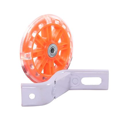 FUFU Bicycle Training Wheel Flashing Silent Heavy-Duty Rear Wheel with Stabilizer 1 Pair (Color : Orange, Size : 20in)