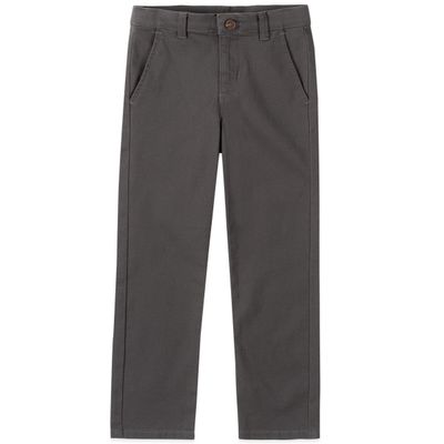 IZOD boys School Uniform Flat Front Twill Pants Khakis, Gray, 20 US