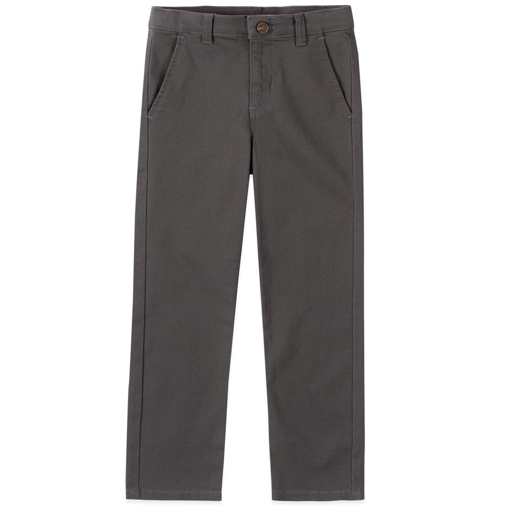 IZOD boys School Uniform Flat Front Twill Pants Khakis, Gray, 20 US
