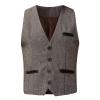 BINGLI Suit Vest for Men, Men's Autumn And Winter Casual Sleeveless Retro Single-breasted Leather Velvet Suit Vest (01-Brown, XXXL) view 4