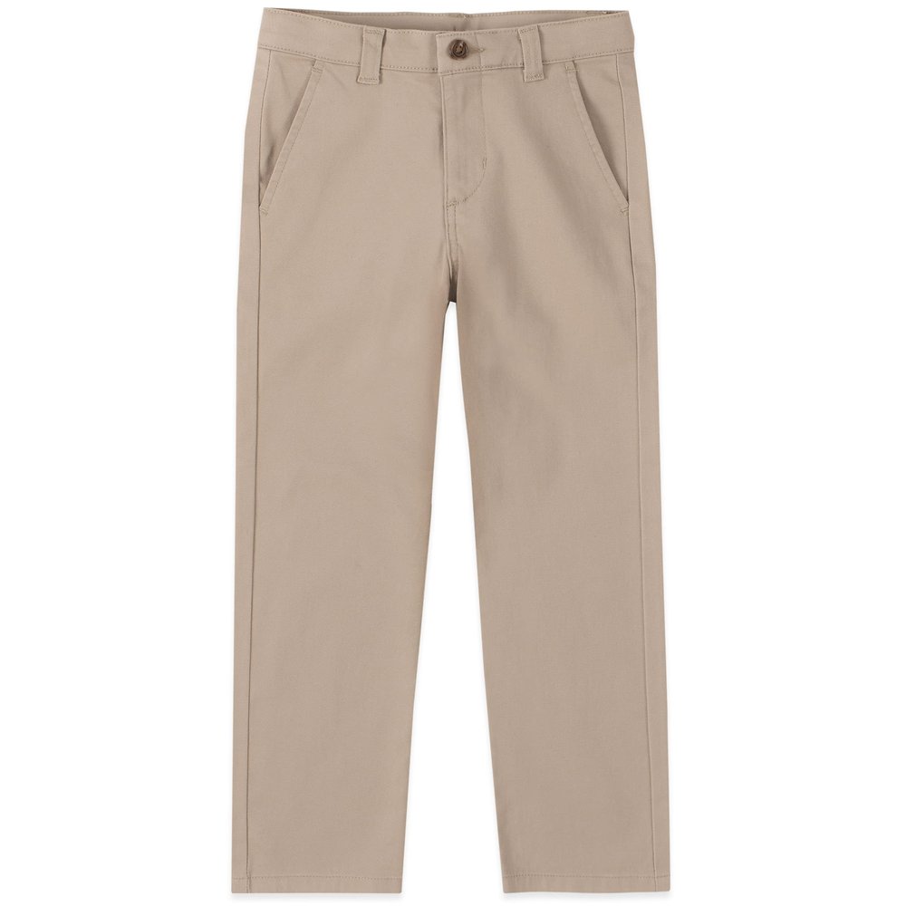 Izod Boys School Uniform Flat Front Twill Pants, Khaki, 14 Husky