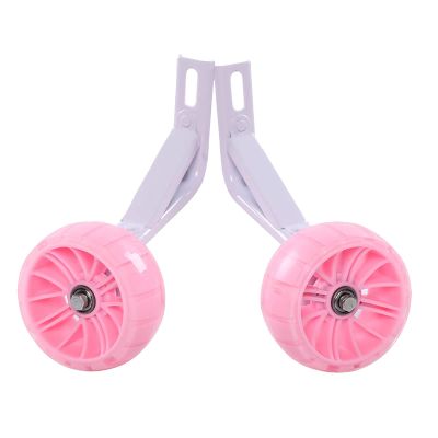 FUFU Training Wheels Flash Mute Wheel Bicycle Stabiliser Mounted Kit Compatible for Bikes of 12 14 16 18 20 Inch (Color : Pink, Size : 12in)