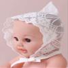 Alvivi Newborn Baby Girls Lace Bonnet Cap Hat with Ribbon Breathable Ruffled Summer Sun Hat Photo Props Rhododendron 0-24 Months view 3