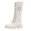 Auhoho Girls Winter Warm Fur Riding Boots Knee High PU Leather Motorcycle boots 11 M US Little Kid,White view 1