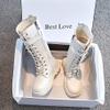 Auhoho Girls Winter Warm Fur Riding Boots Knee High PU Leather Motorcycle boots 11 M US Little Kid,White view 3