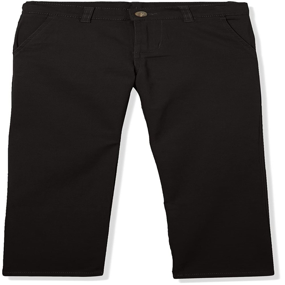 Izod Boys School Uniform Flat Front Twill Pants, Black, 18 Husky