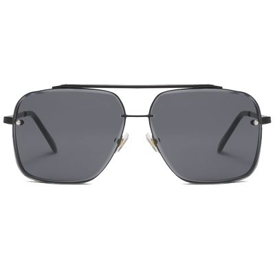 VIA LEECA Trendy Square Aviator Sunglasses Men Women Vintage Metal Gradient Black Sun Glasses for Summer Beach Driving Fishing