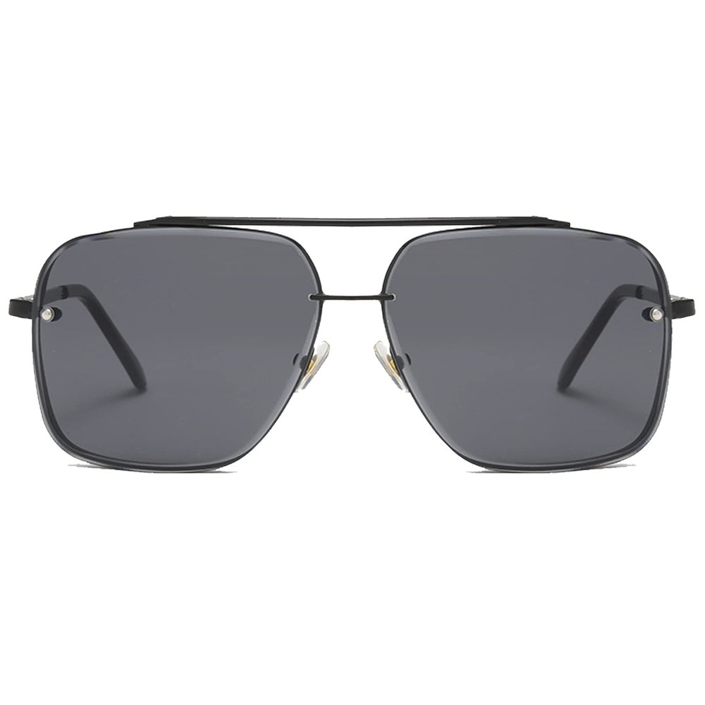 VIA LEECA Trendy Square Aviator Sunglasses Men Women Vintage Metal Gradient Black Sun Glasses for Summer Beach Driving Fishing