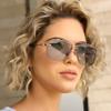 VIA LEECA Trendy Square Aviator Sunglasses Men Women Vintage Metal Gradient Black Sun Glasses for Summer Beach Driving Fishing view 2