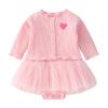 Alvivi Baby Girls 2Pcs Sleeveless Mesh Tutu Skirt Romper + Button-up Cardigans Tops Fall Clothes Set Pink 0-3 Months view 1