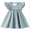 JNKLWPJS Toddler Baby Girl Cotton Linen Ruffle Halter Sleeveless Kids Casual Beach Party Dresses Blue Green 120CM view 1
