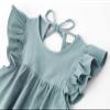 JNKLWPJS Toddler Baby Girl Cotton Linen Ruffle Halter Sleeveless Kids Casual Beach Party Dresses Blue Green 120CM view 4