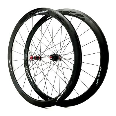 LHHL 700c Bicycle Wheel Road Bike Wheelset Double Wall Alloy Rim 40mm Quick Release Wheel Sealed Bearing Hub Brake C/V for 7-11 Speed Cassette Flywheel (Size : Black)